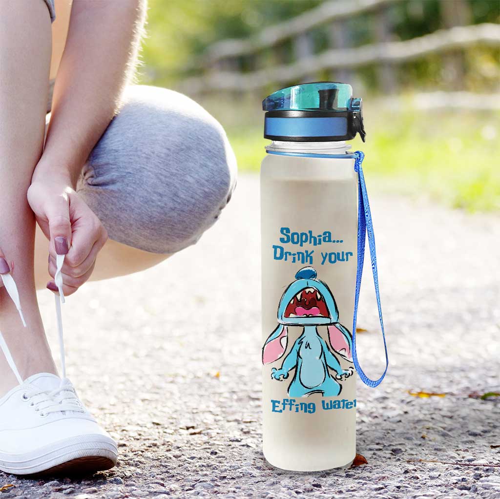 Personalized Ohana Water Tracker Bottle with Time Markers for Kids Water Tracker Bottle GradoCreations