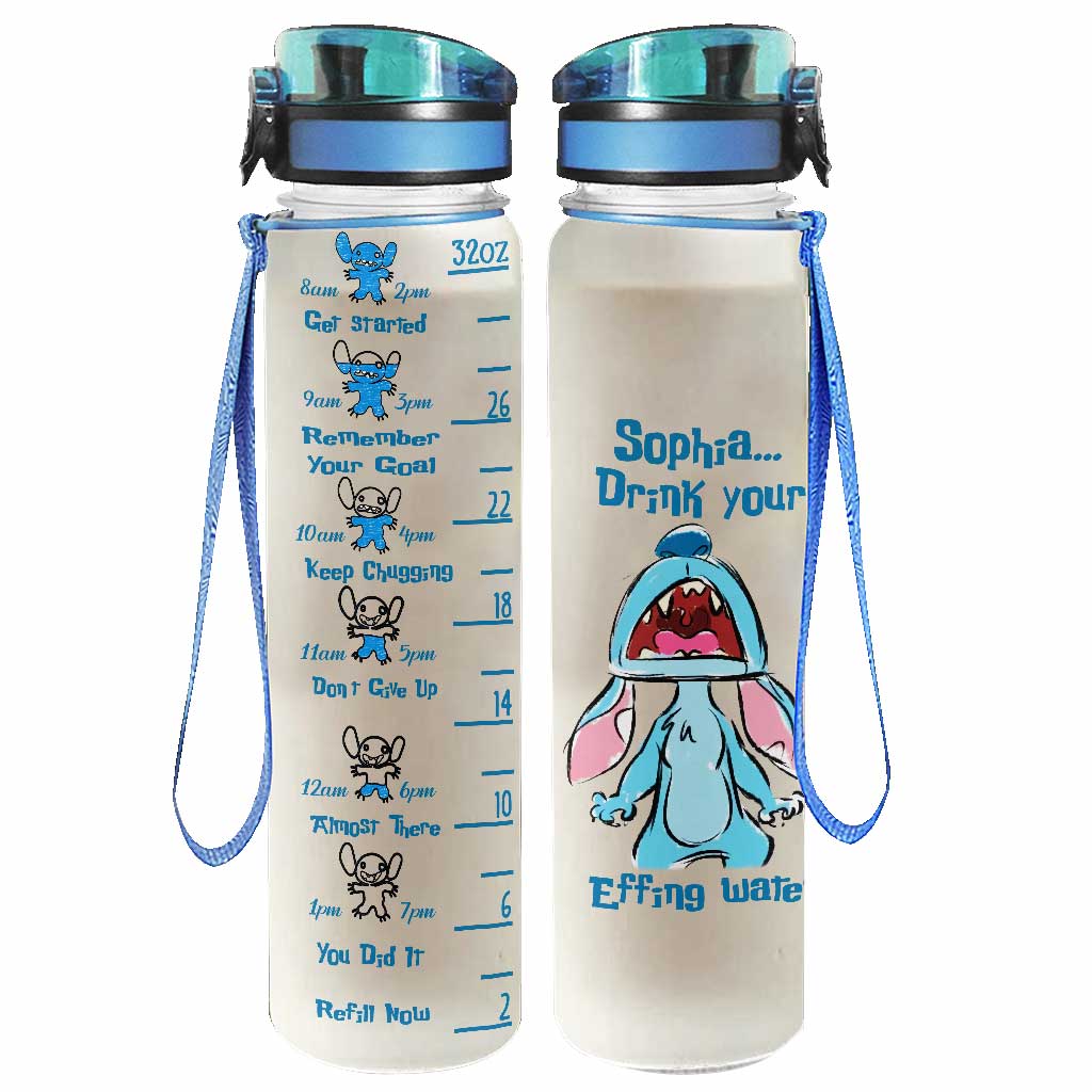 Personalized Ohana Water Tracker Bottle with Time Markers for Kids Water Tracker Bottle GradoCreations