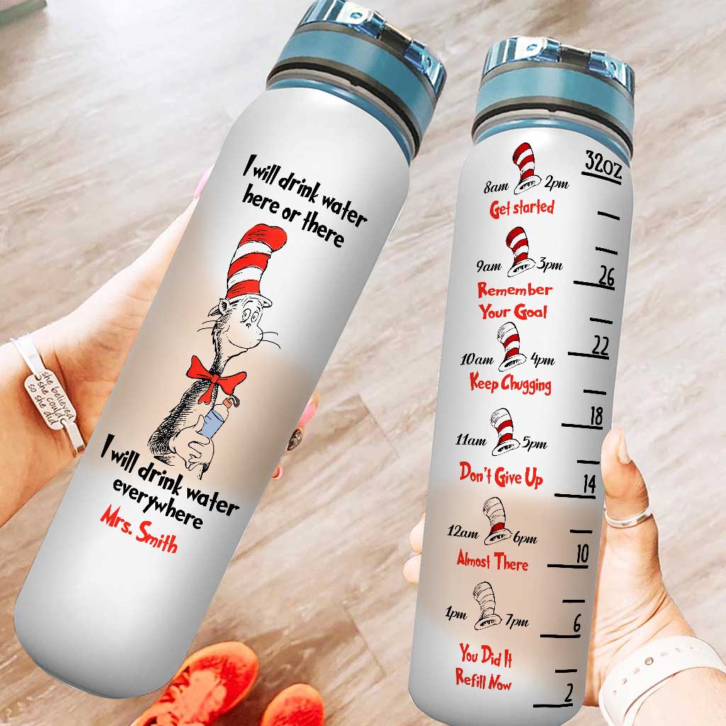 Personalized Teacher Water Tracker Bottle with Time Markers and Infuser Water Tracker Bottle GradoCreations