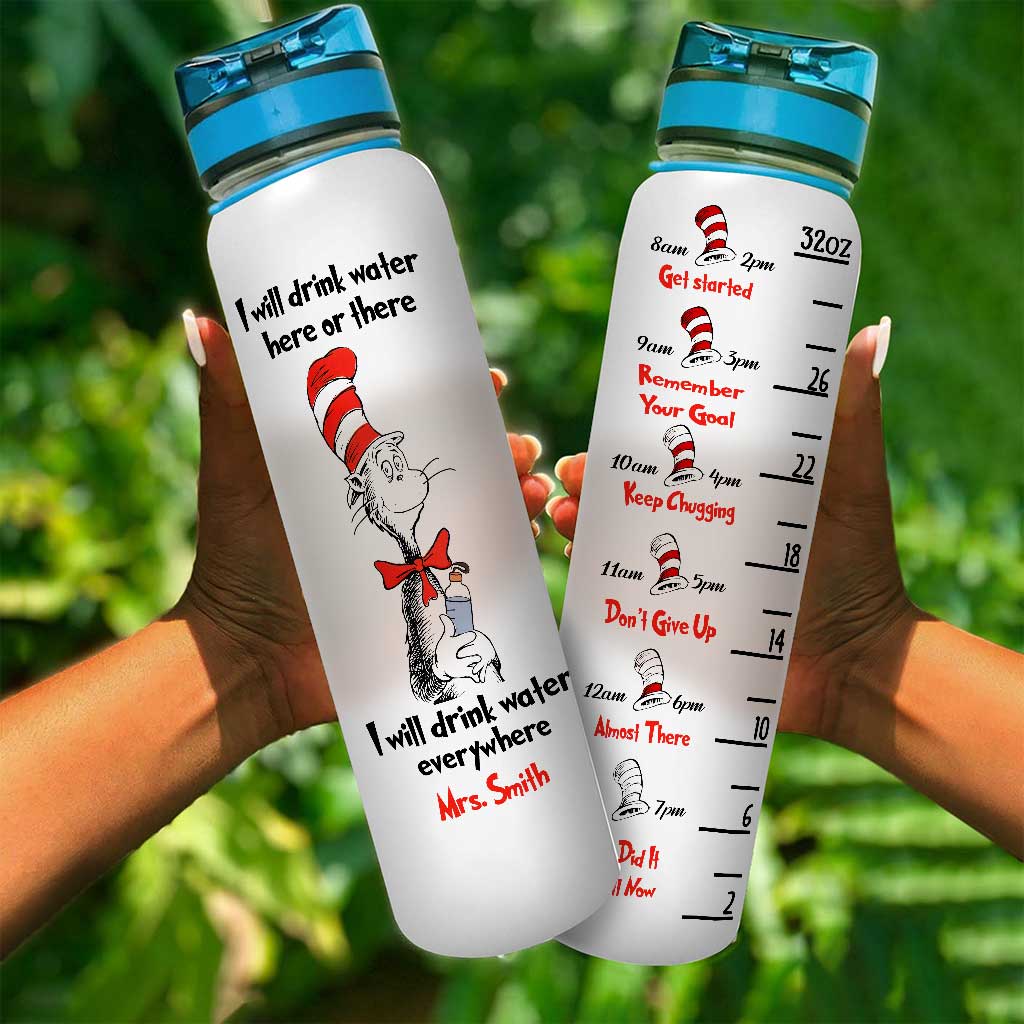 Personalized Teacher Water Tracker Bottle with Time Markers and Infuser Water Tracker Bottle GradoCreations