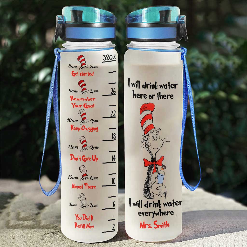 Personalized Teacher Water Tracker Bottle with Time Markers and Infuser Water Tracker Bottle GradoCreations