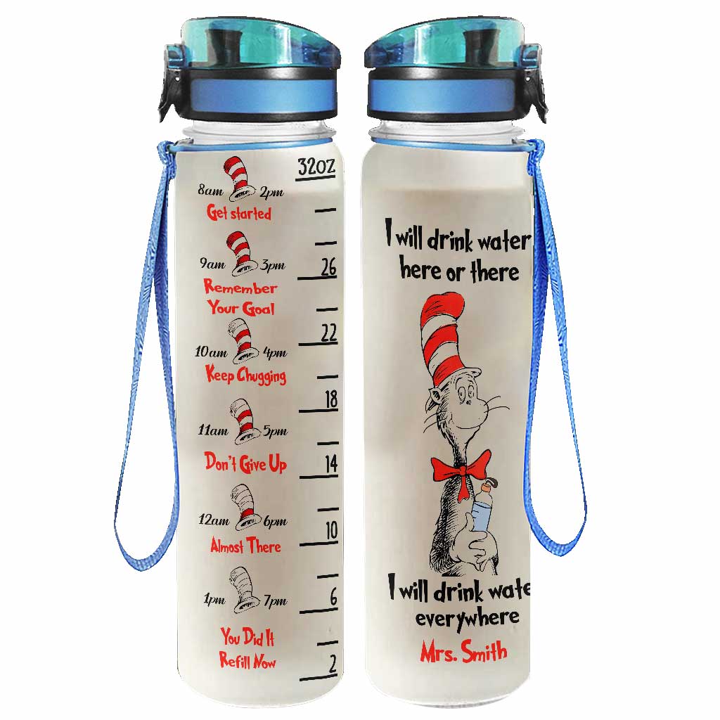 Personalized Teacher Water Tracker Bottle with Time Markers and Infuser Water Tracker Bottle GradoCreations