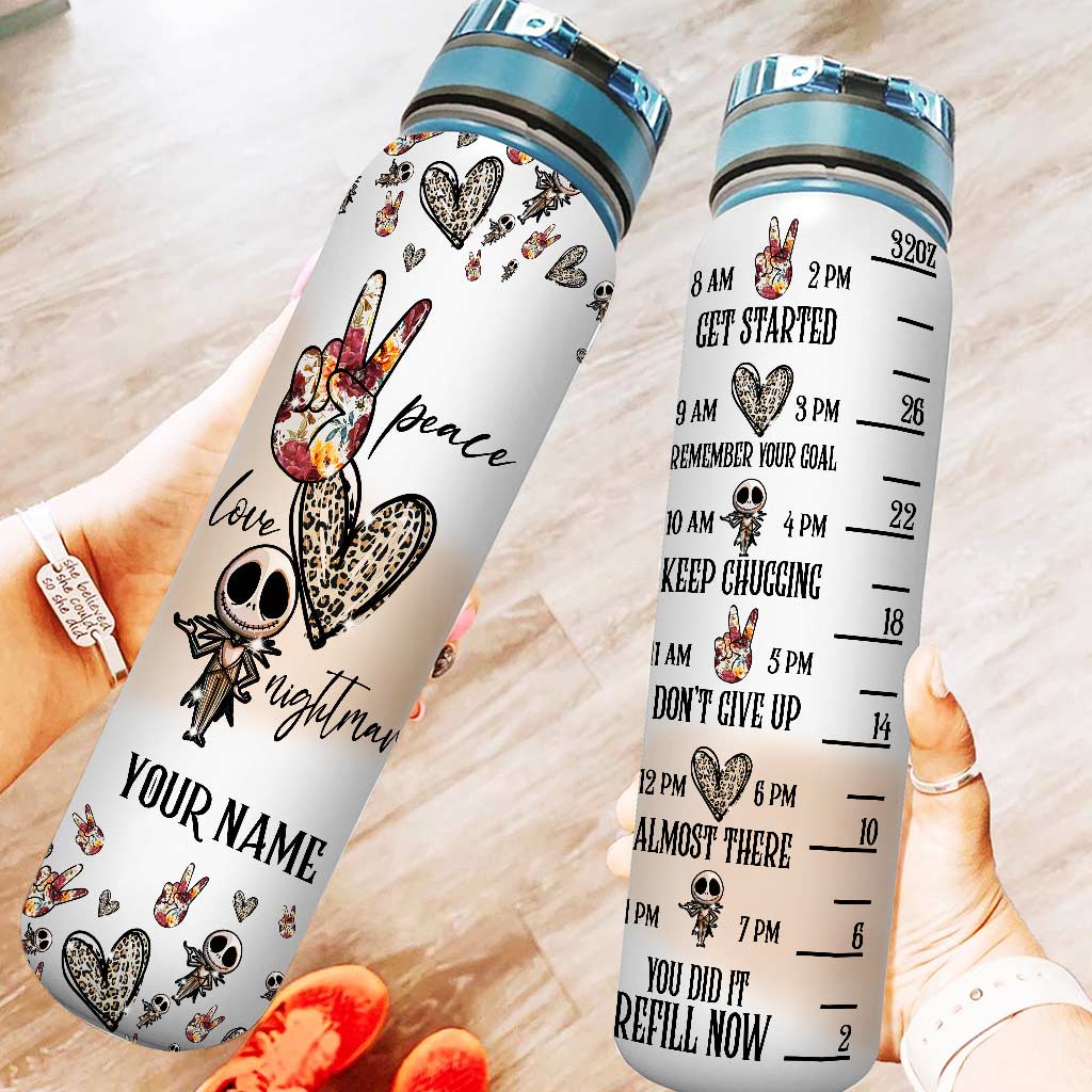 Personalized Nightmare Water Tracker Bottle Custom Name Gift Water Tracker Bottle GradoCreations