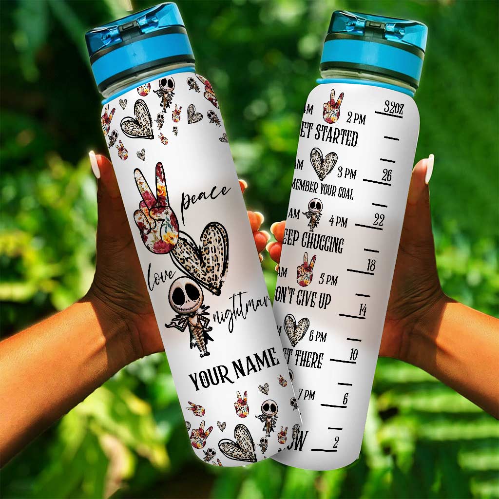Personalized Nightmare Water Tracker Bottle Custom Name Gift Water Tracker Bottle GradoCreations