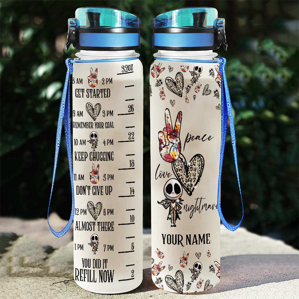 Personalized Nightmare Water Tracker Bottle Custom Name Gift Water Tracker Bottle GradoCreations