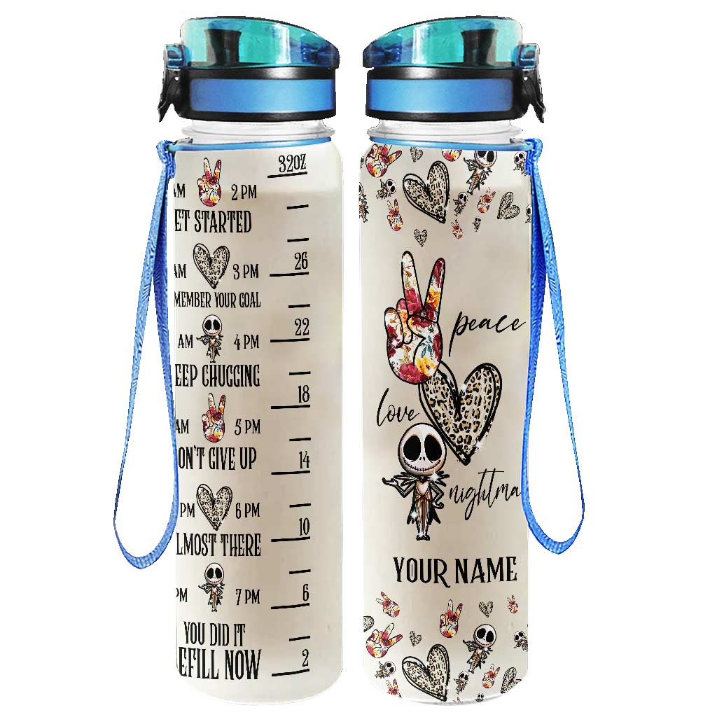 Personalized Nightmare Water Tracker Bottle Custom Name Gift Water Tracker Bottle GradoCreations