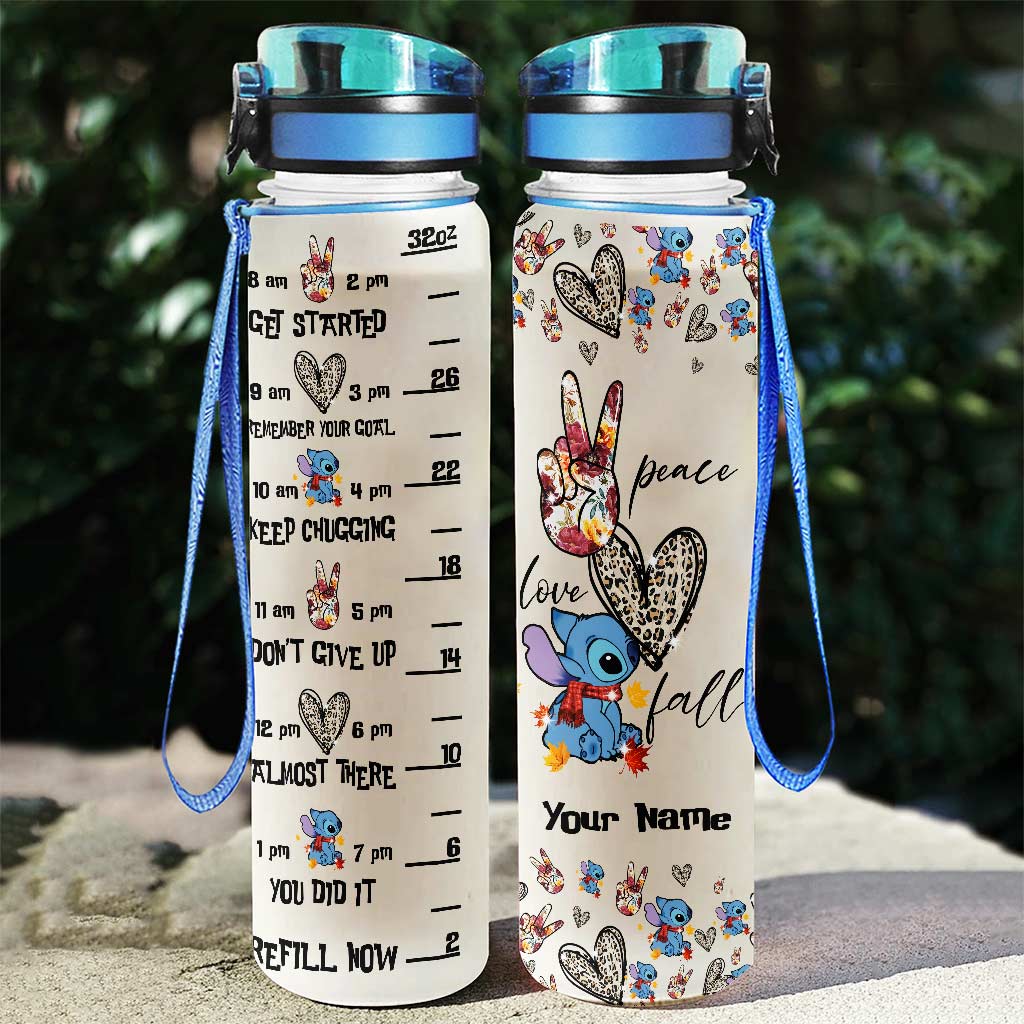 Personalized Ohana Water Tracker Bottle Custom Name Gift Water Tracker Bottle GradoCreations