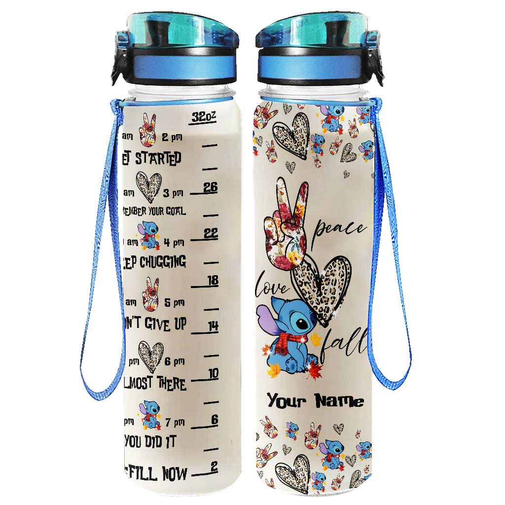Personalized Ohana Water Tracker Bottle Custom Name Gift Water Tracker Bottle GradoCreations