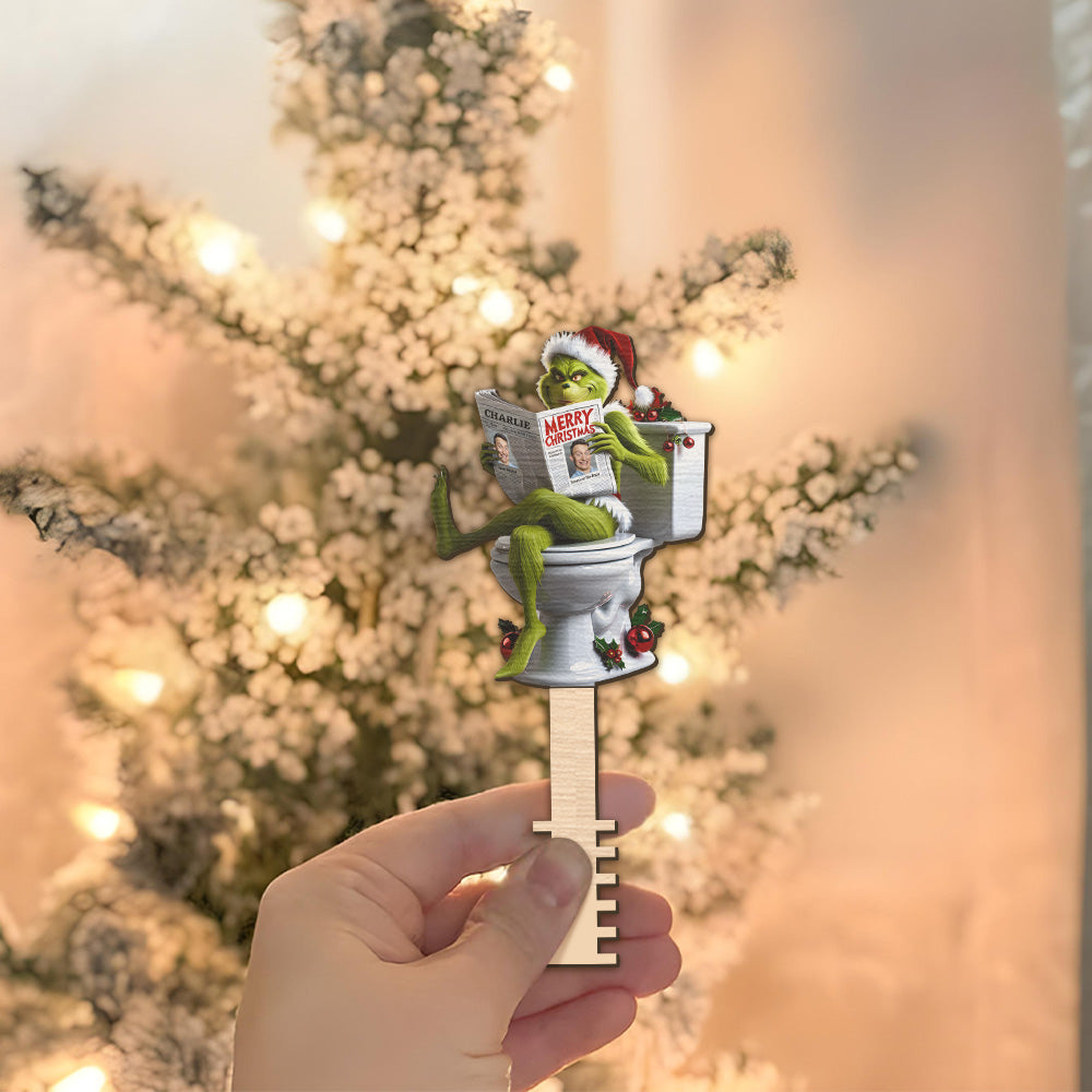 Personalized Christmas Tree Topper with Grinch Design for Holiday Decor Tree Topper GradoCreations