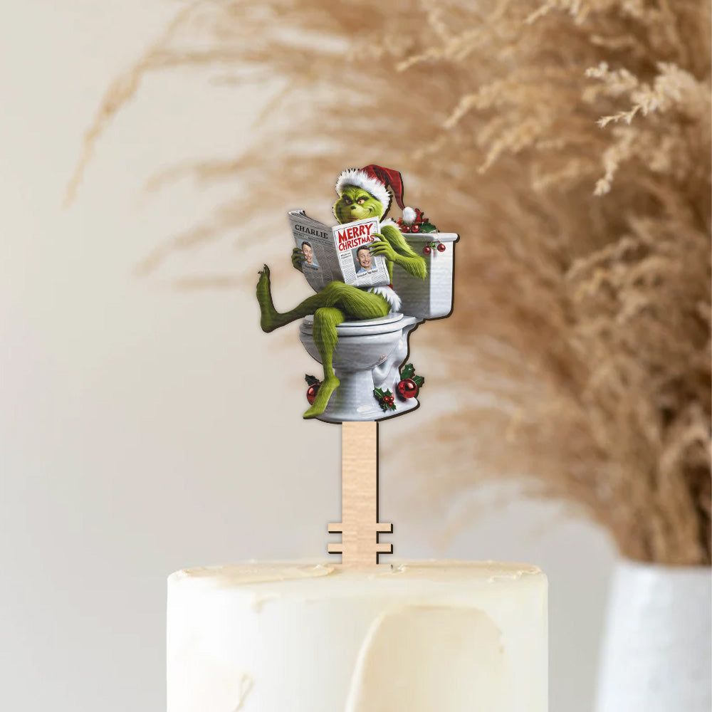 Personalized Christmas Tree Topper with Grinch Design for Holiday Decor Tree Topper GradoCreations