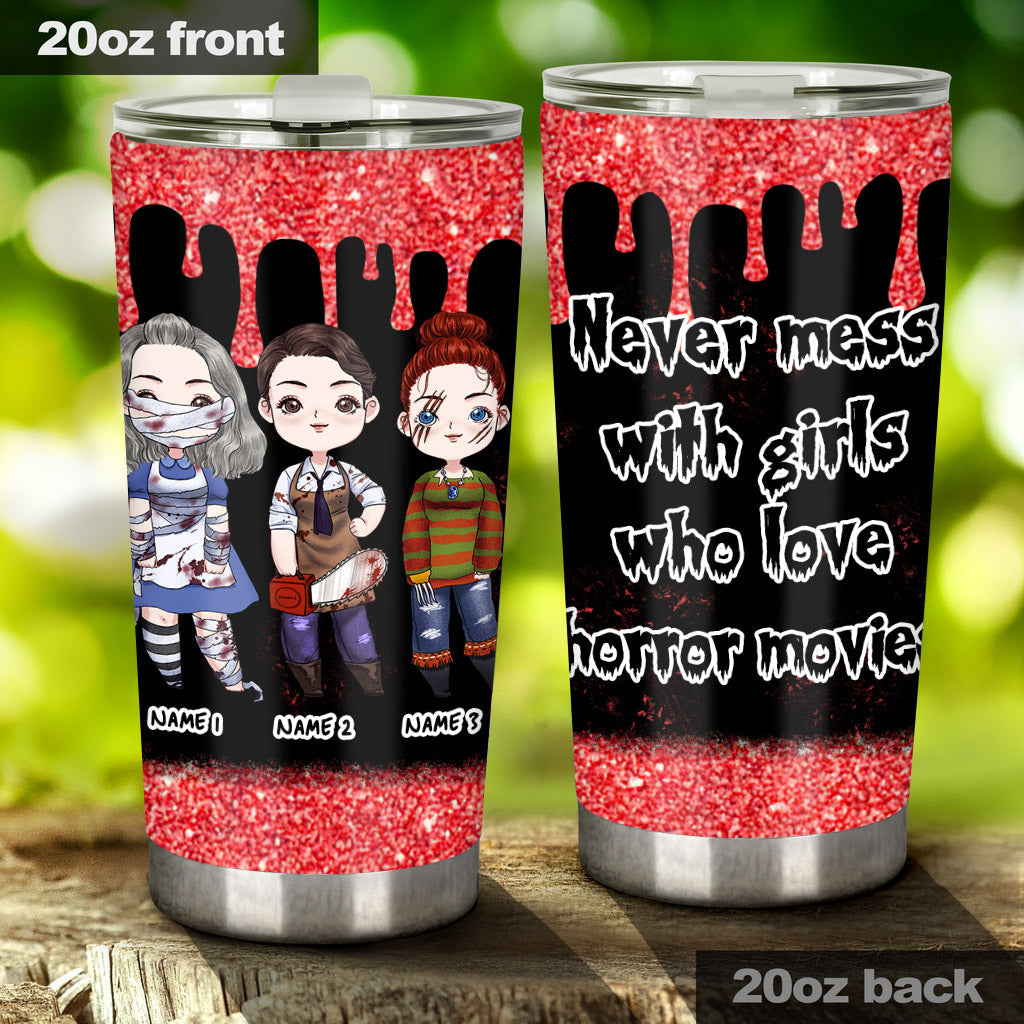 Personalized Horror Movie Bestie Tumbler Custom Names Gift Tumbler GradoCreations