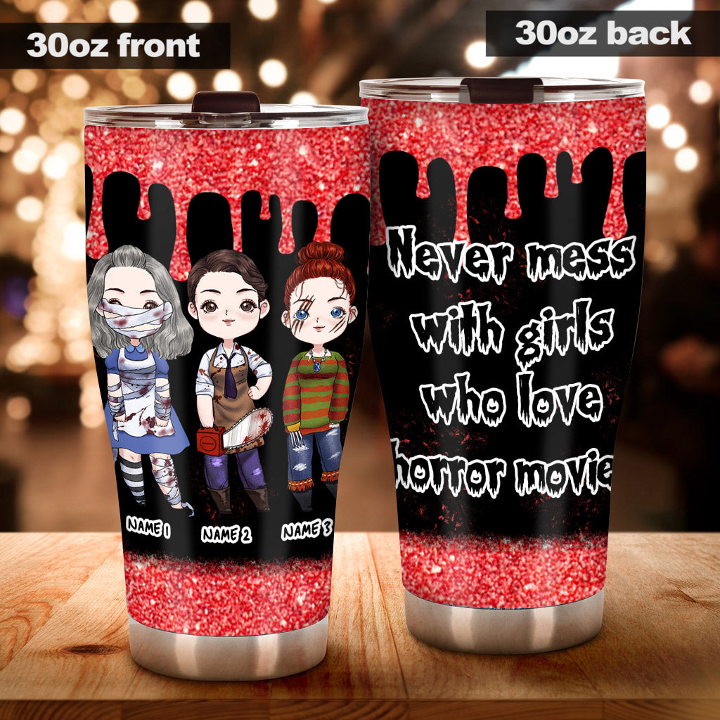 Personalized Horror Movie Bestie Tumbler Custom Names Gift Tumbler GradoCreations