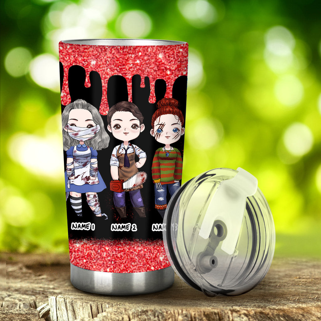 Personalized Horror Movie Bestie Tumbler Custom Names Gift Tumbler GradoCreations
