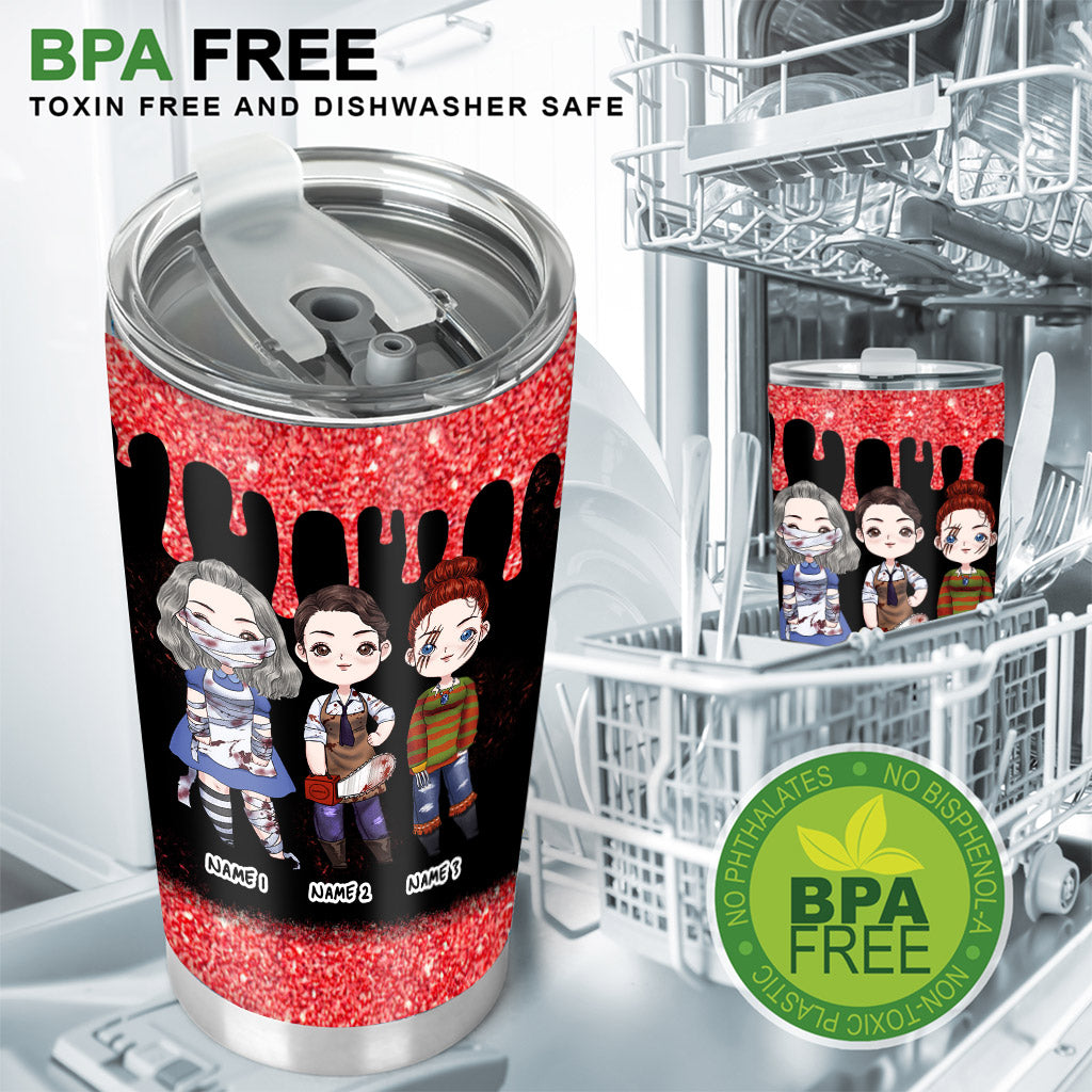 Personalized Horror Movie Bestie Tumbler Custom Names Gift Tumbler GradoCreations