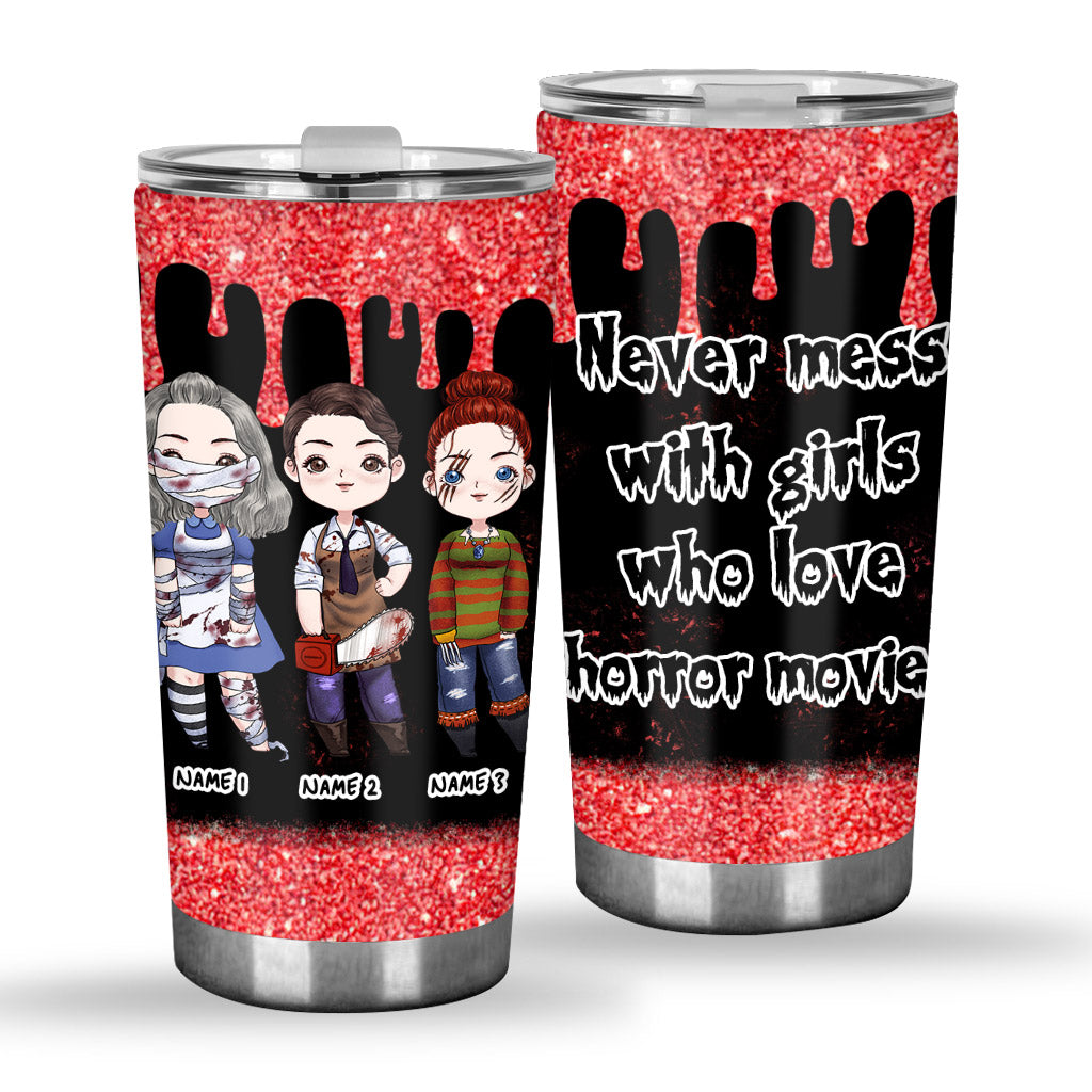 Personalized Horror Movie Bestie Tumbler Custom Names Gift Tumbler GradoCreations