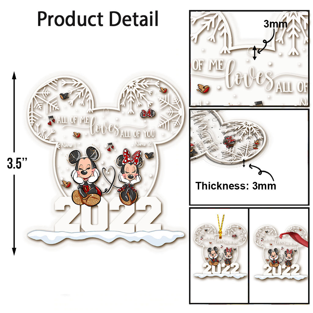 Personalized Christmas Couple Ornament Custom Names Acrylic One-sided Ornament GradoCreations