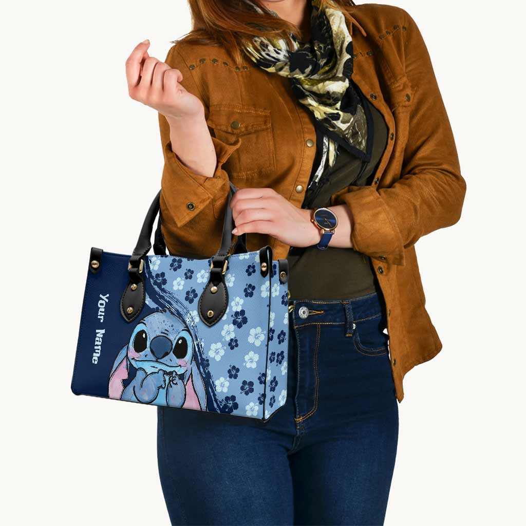 Personalized Leather Handbag with Custom Name Floral Design Leather Handbag GradoCreations