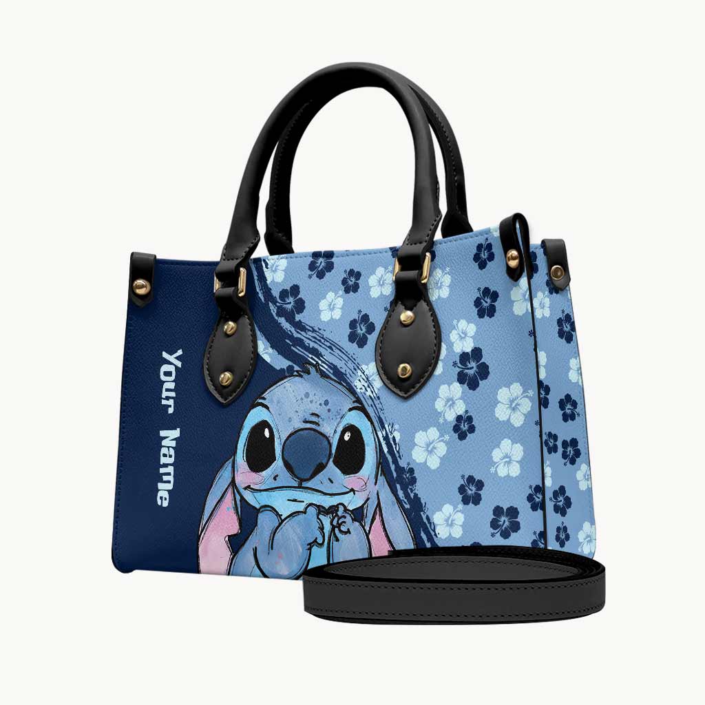 Personalized Leather Handbag with Custom Name Floral Design Leather Handbag GradoCreations