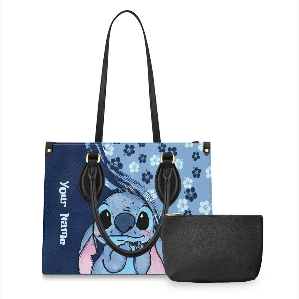 Personalized Leather Handbag with Custom Name Floral Design Leather Handbag GradoCreations