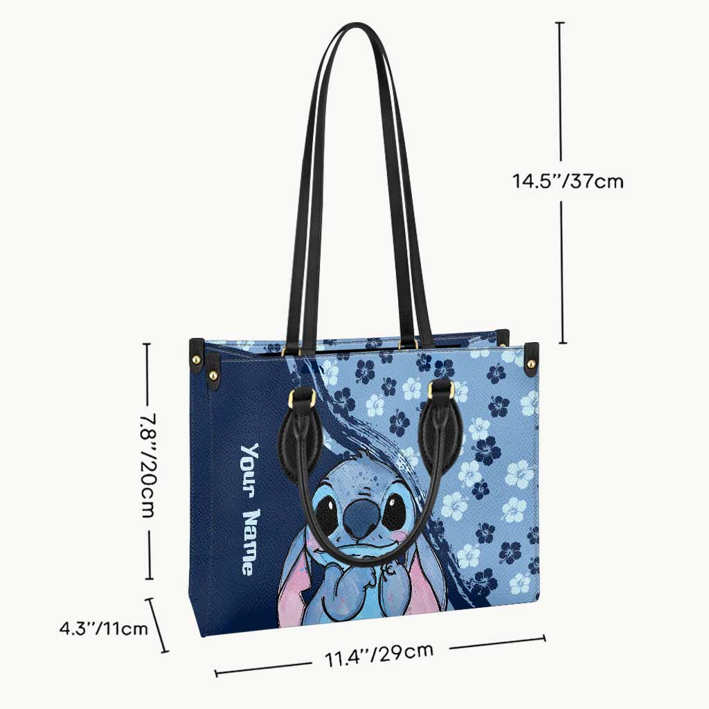 Personalized Leather Handbag with Custom Name Floral Design Leather Handbag GradoCreations