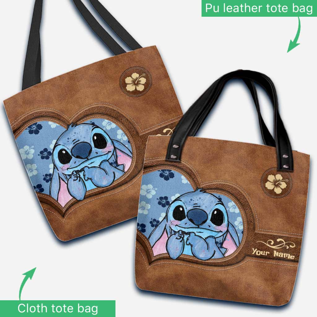 Personalized Tote Bag with Custom Name and Stitch Art for Mom Tote Bag GradoCreations