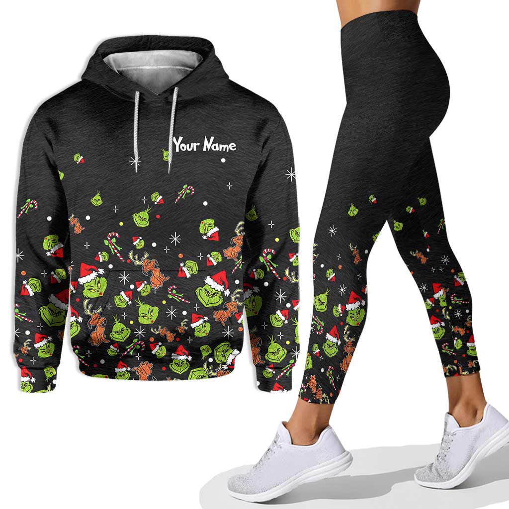 Personalized Grinch Christmas Hoodie & Leggings Set for Kids & Adults Hoodie & Leggings GradoCreations