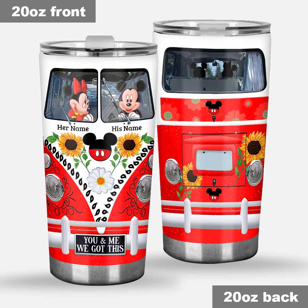 Personalized Couple Tumbler with Custom Names and Mickey Mouse Design Tumbler GradoCreations