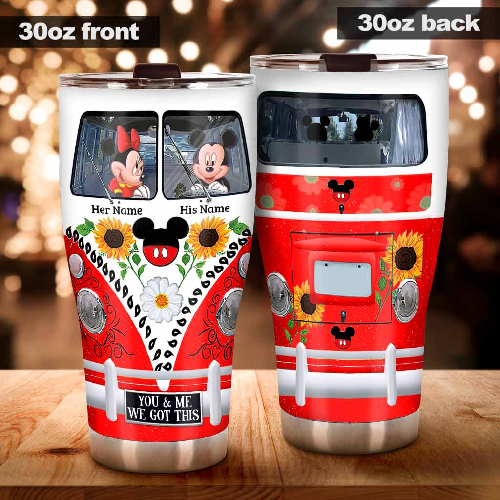 Personalized Couple Tumbler with Custom Names and Mickey Mouse Design Tumbler GradoCreations