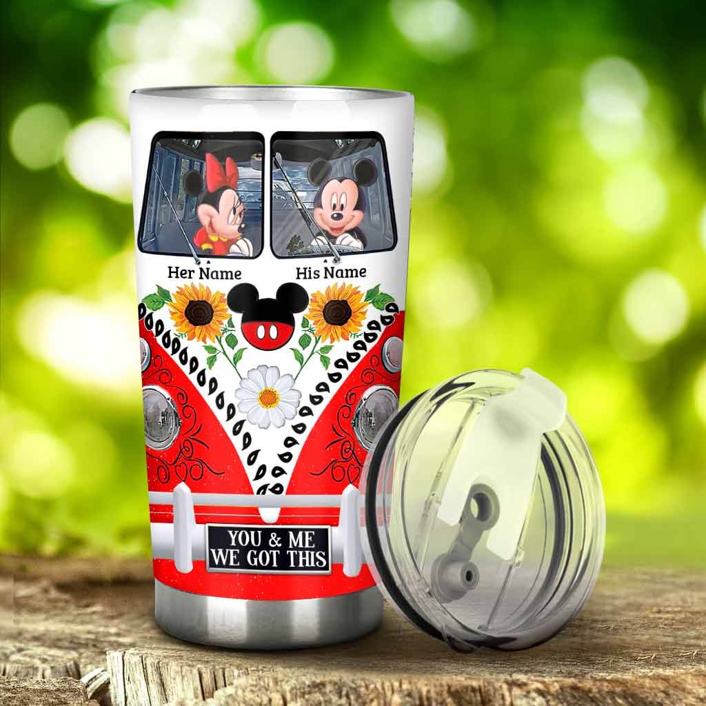 Personalized Couple Tumbler with Custom Names and Mickey Mouse Design Tumbler GradoCreations
