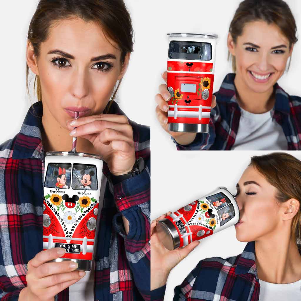 Personalized Couple Tumbler with Custom Names and Mickey Mouse Design Tumbler GradoCreations