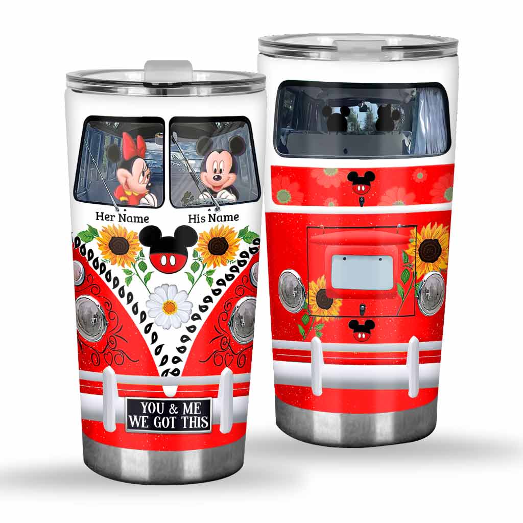 Personalized Couple Tumbler with Custom Names and Mickey Mouse Design Tumbler GradoCreations