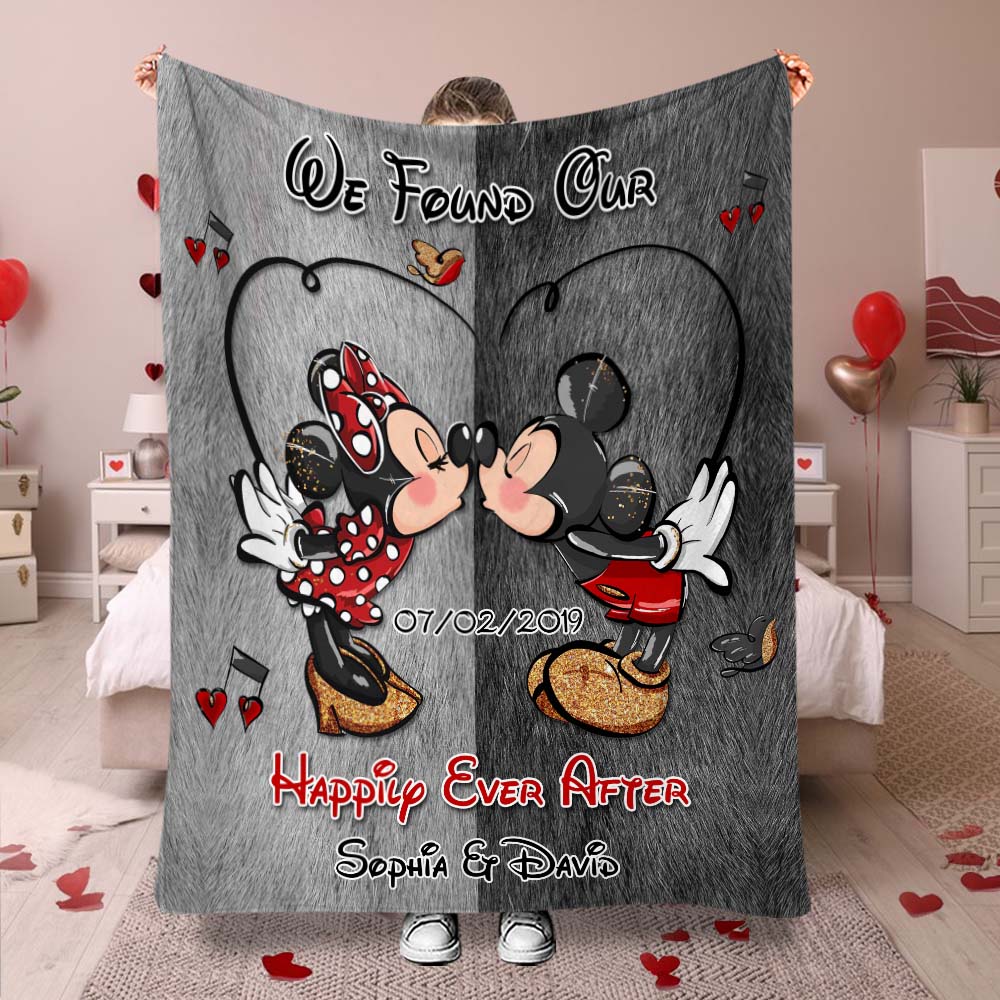 Personalized Mouse Blanket Happily Ever After Gift for Couple Blanket GradoCreations