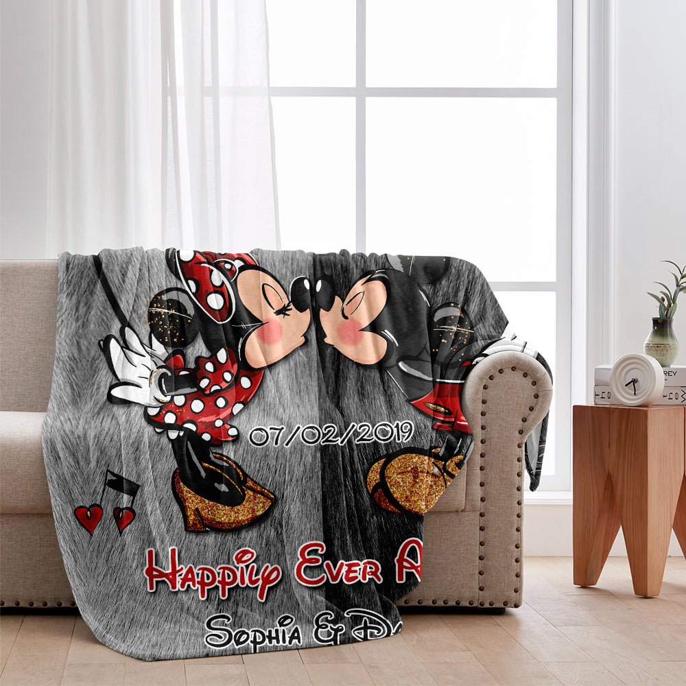 Personalized Mouse Blanket Happily Ever After Gift for Couple Blanket GradoCreations