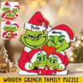 Personalized Grinch Family Shaped Wooden Puzzle Gift Shaped Wooden Puzzle GradoCreations