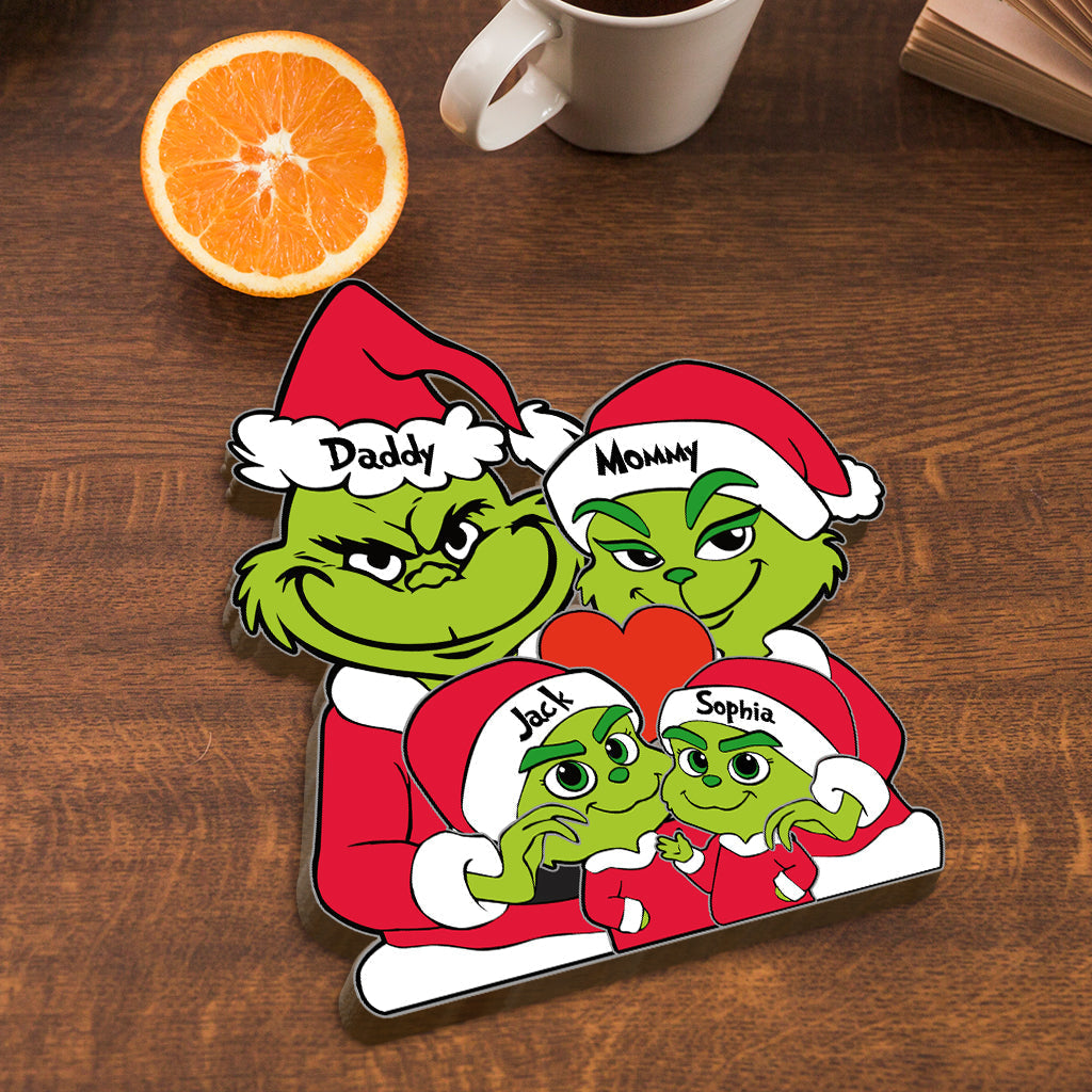 Personalized Grinch Family Shaped Wooden Puzzle Gift Shaped Wooden Puzzle GradoCreations