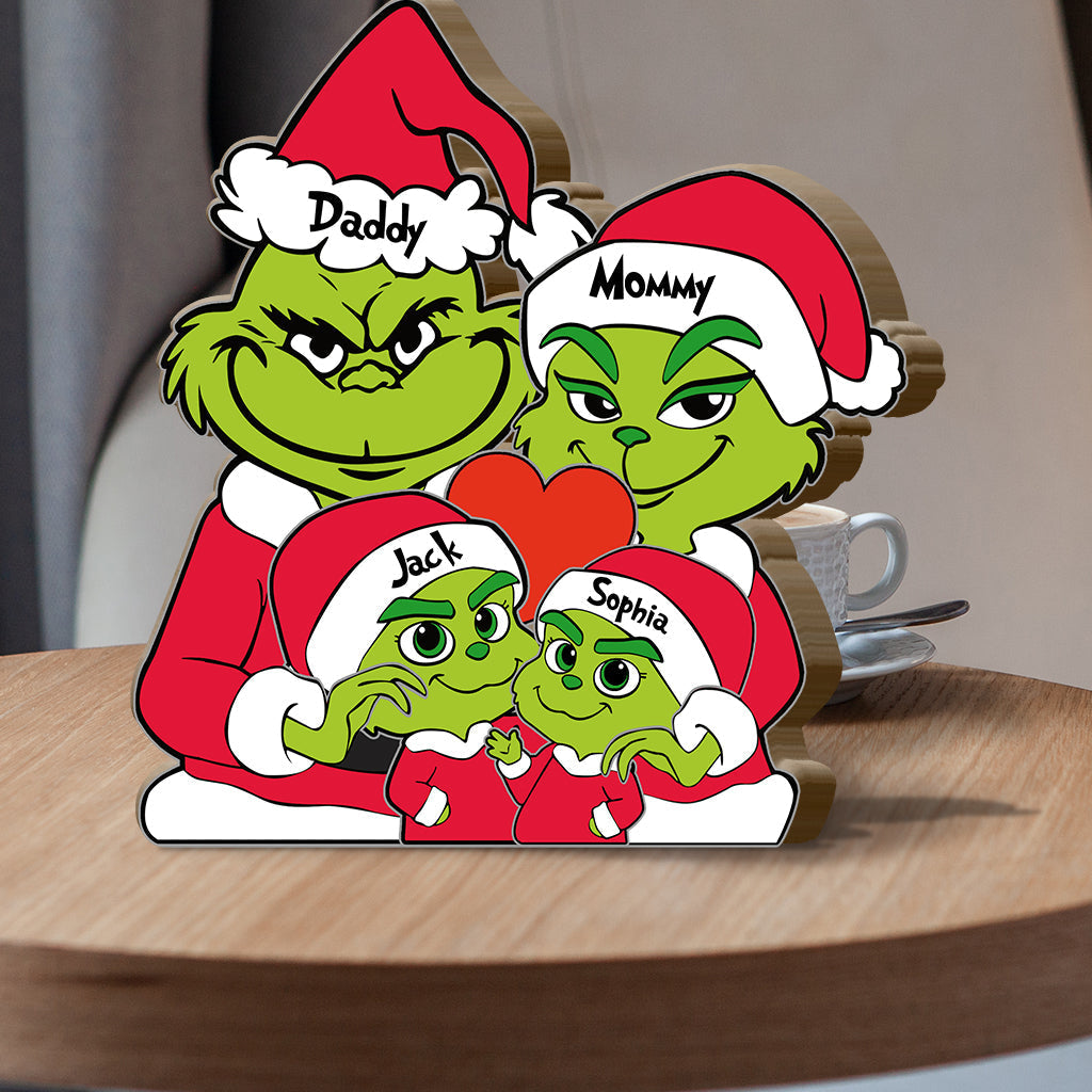 Personalized Grinch Family Shaped Wooden Puzzle Gift Shaped Wooden Puzzle GradoCreations