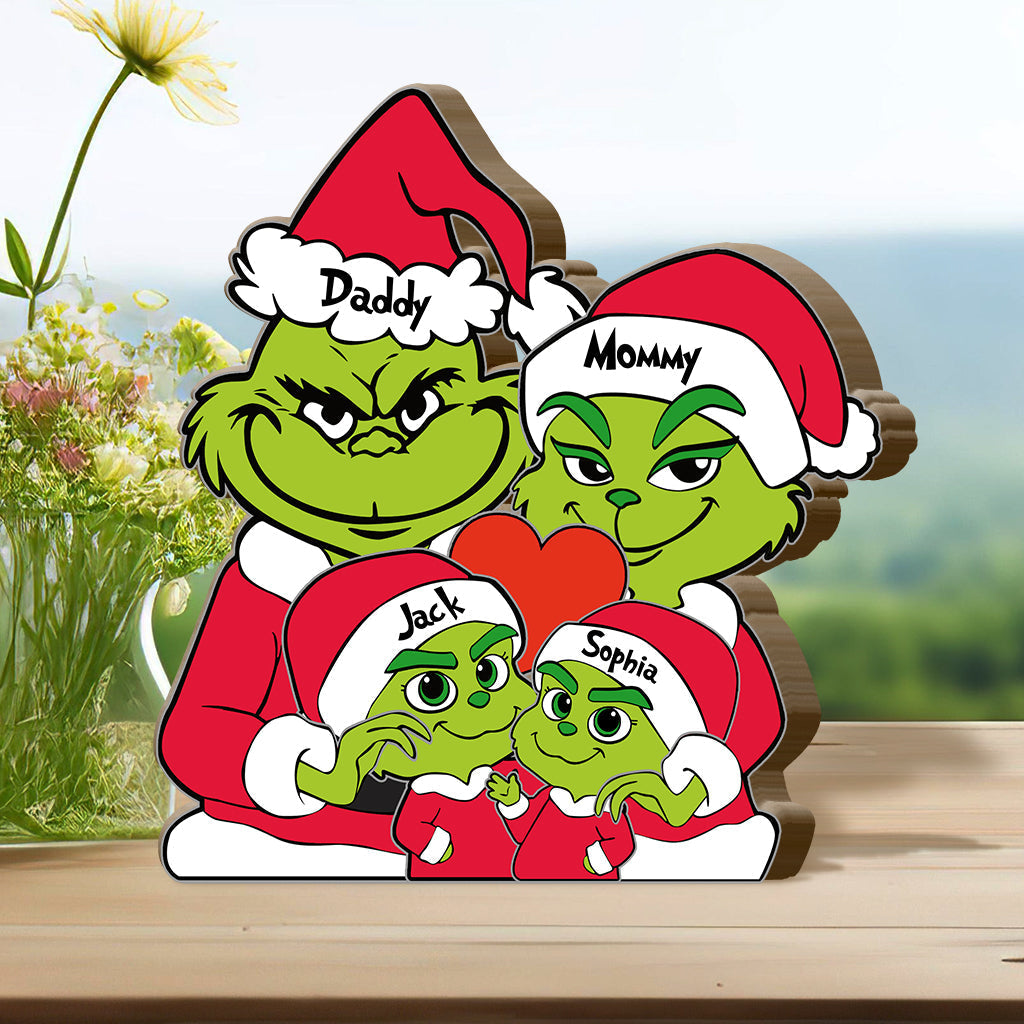 Personalized Grinch Family Shaped Wooden Puzzle Gift Shaped Wooden Puzzle GradoCreations