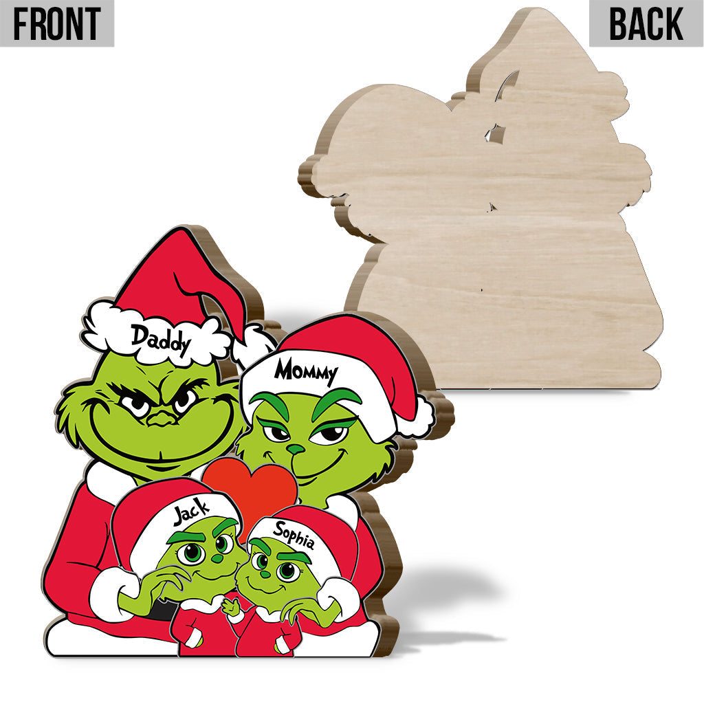 Personalized Grinch Family Shaped Wooden Puzzle Gift Shaped Wooden Puzzle GradoCreations