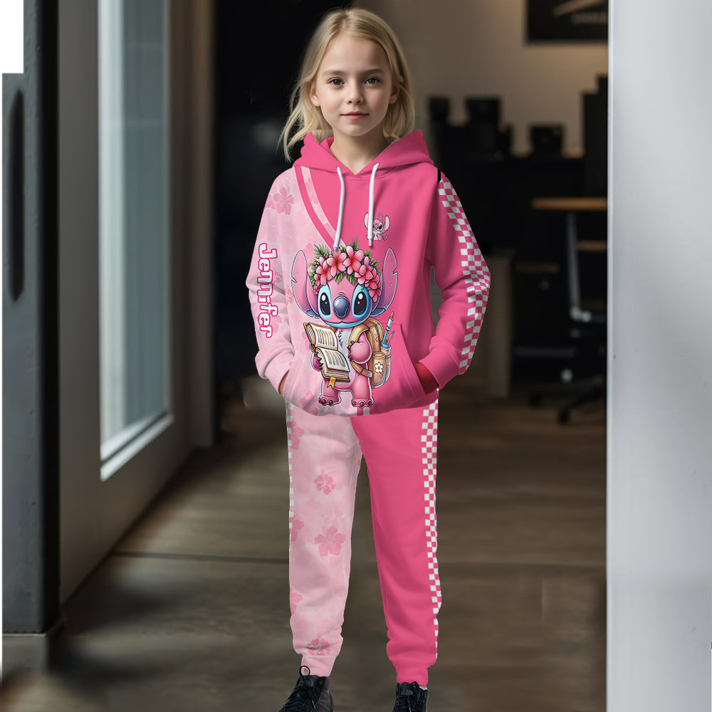 Personalized Kids Hoodie and Jogger Set with Stitch Design Kid Hoodie & Kid Jogger Sweatpants GradoCreations