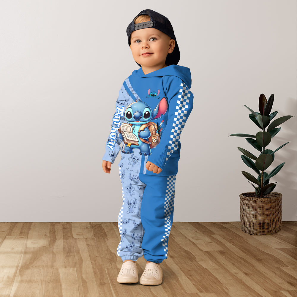 Personalized Kids Hoodie and Jogger Set with Stitch Design Kid Hoodie & Kid Jogger Sweatpants GradoCreations