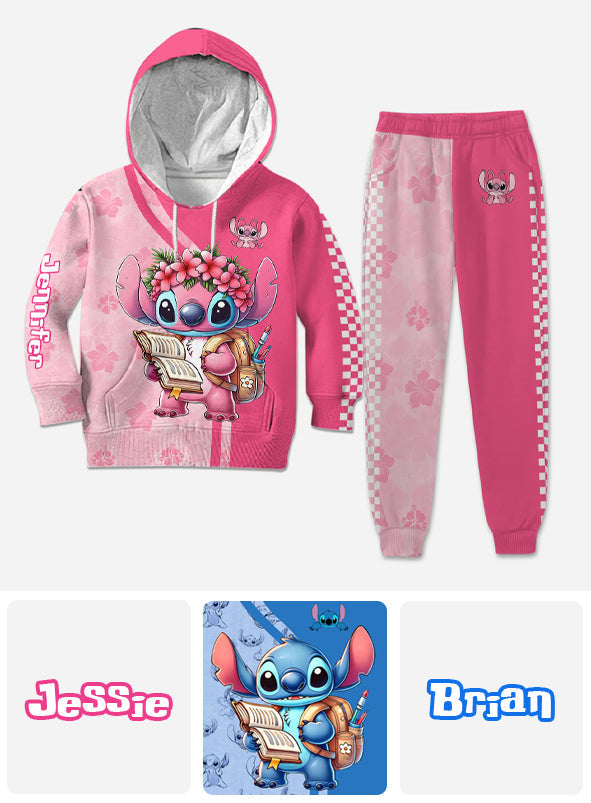 Personalized Kids Hoodie and Jogger Set with Stitch Design Kid Hoodie & Kid Jogger Sweatpants GradoCreations