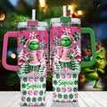 Personalized Grinch Christmas Tumbler with Handle Custom Name Gift Tumbler With Handle GradoCreations