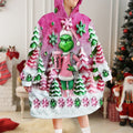 Personalized Merry Grinchmas Blanket Hoodie Custom Name for Christmas Blanket Hoodie GradoCreations