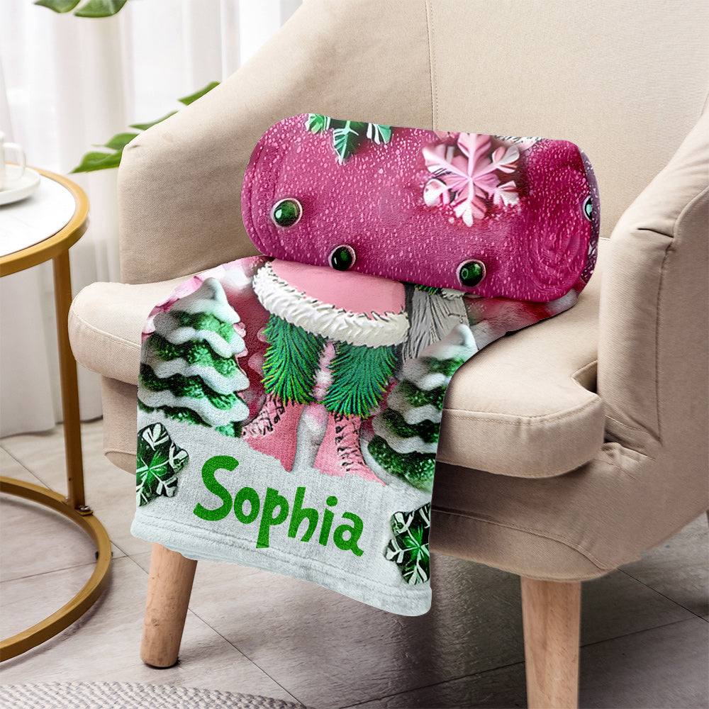 Personalized Merry Grinchmas Blanket Custom Name Gift for Kids Blanket GradoCreations