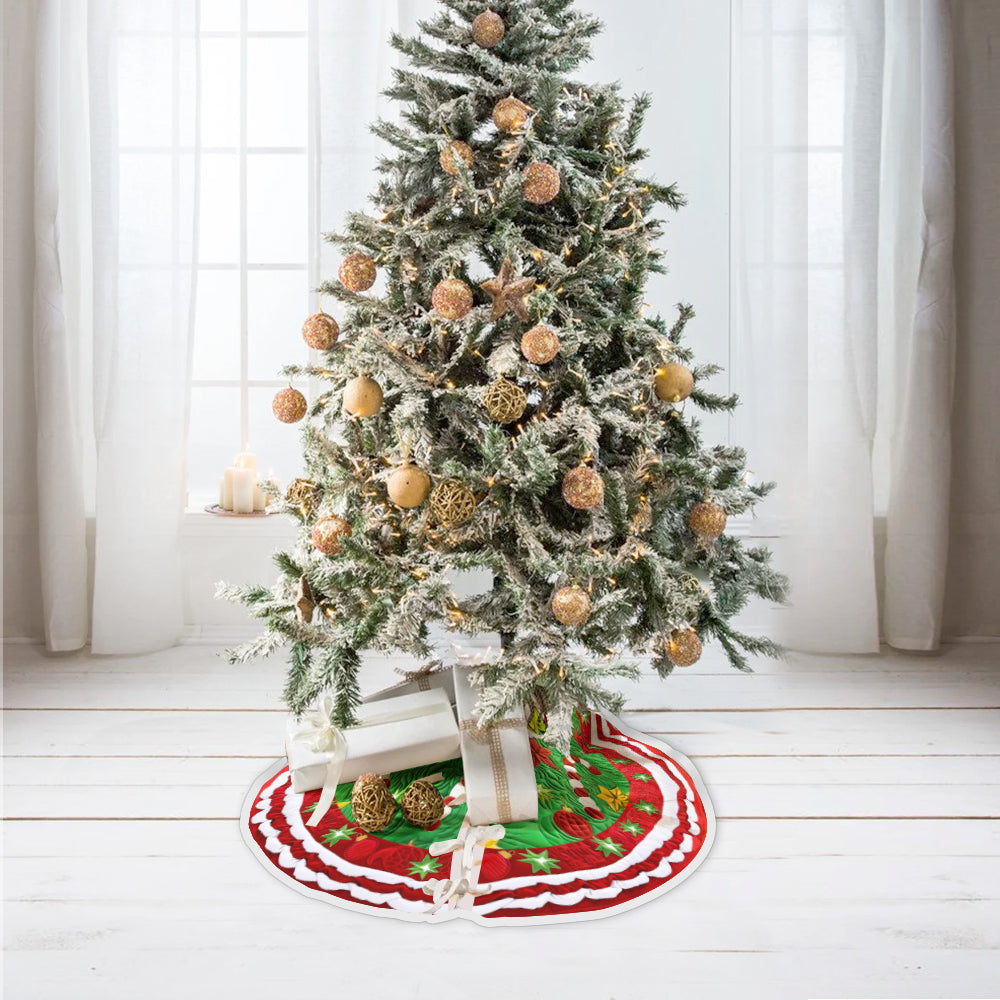Personalized Christmas Tree Skirt with Grinch Design | Family Gift Tree Skirt GradoCreations