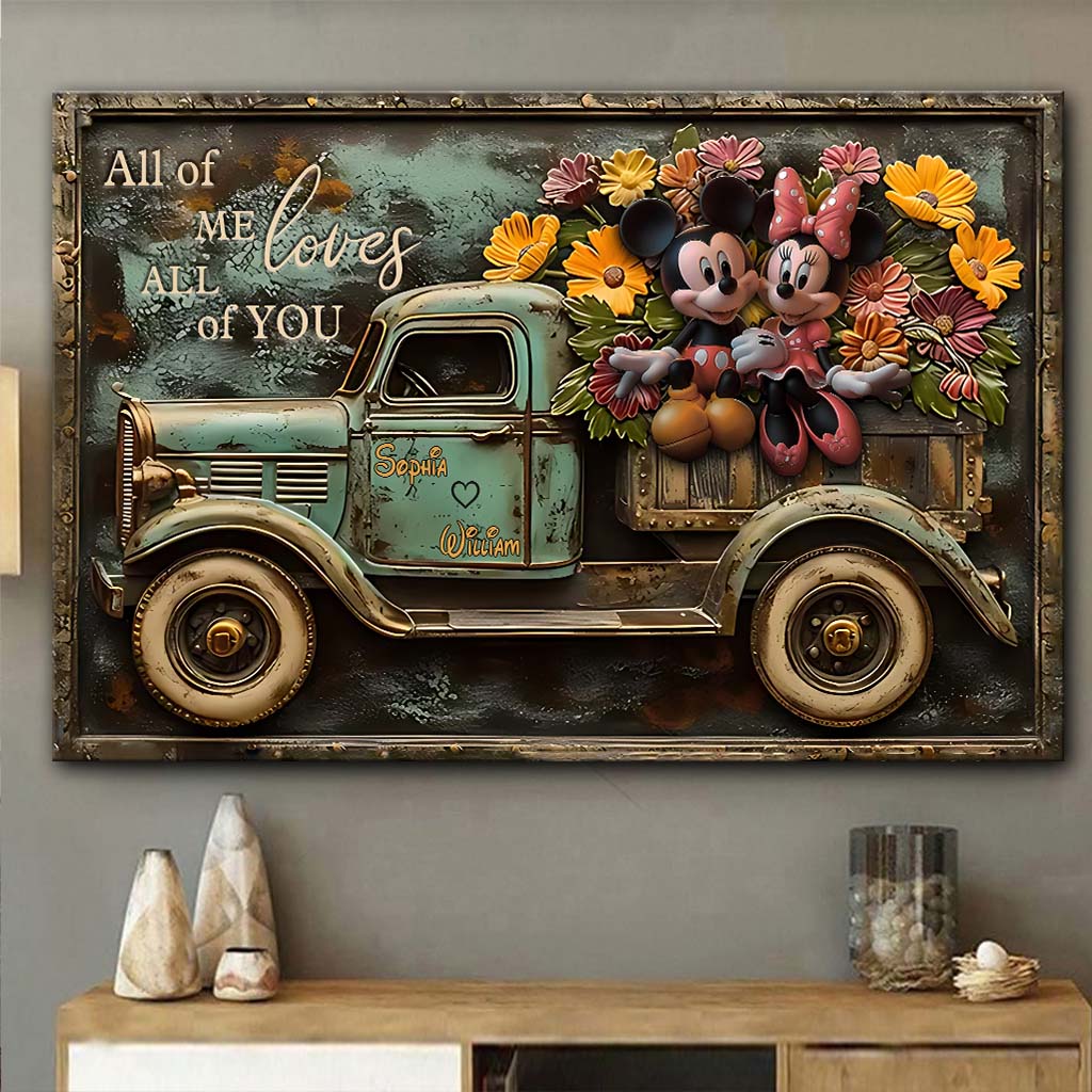 Personalized Mickey Mouse Canvas Print Custom Name Gift for Couples Canvas And Poster GradoCreations