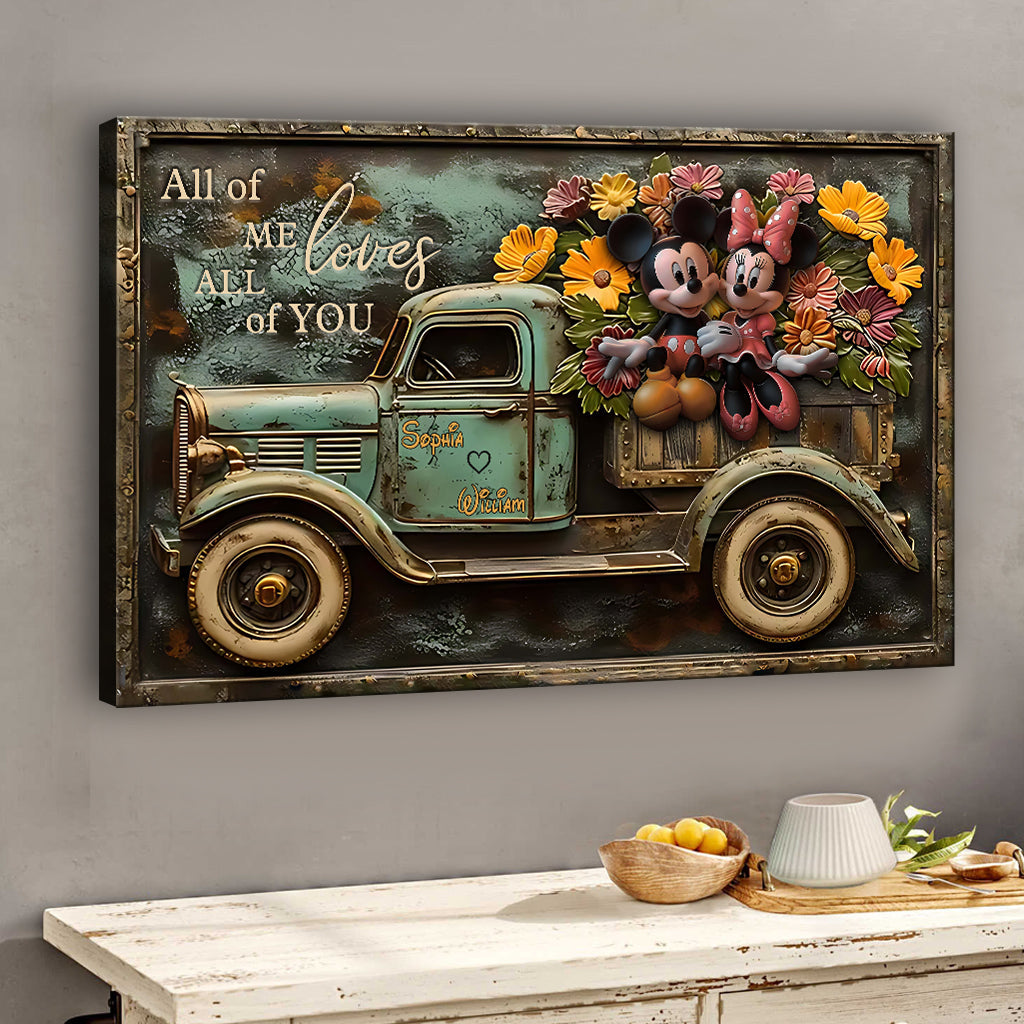 Personalized Mickey Mouse Canvas Print Custom Name Gift for Couples Canvas And Poster GradoCreations