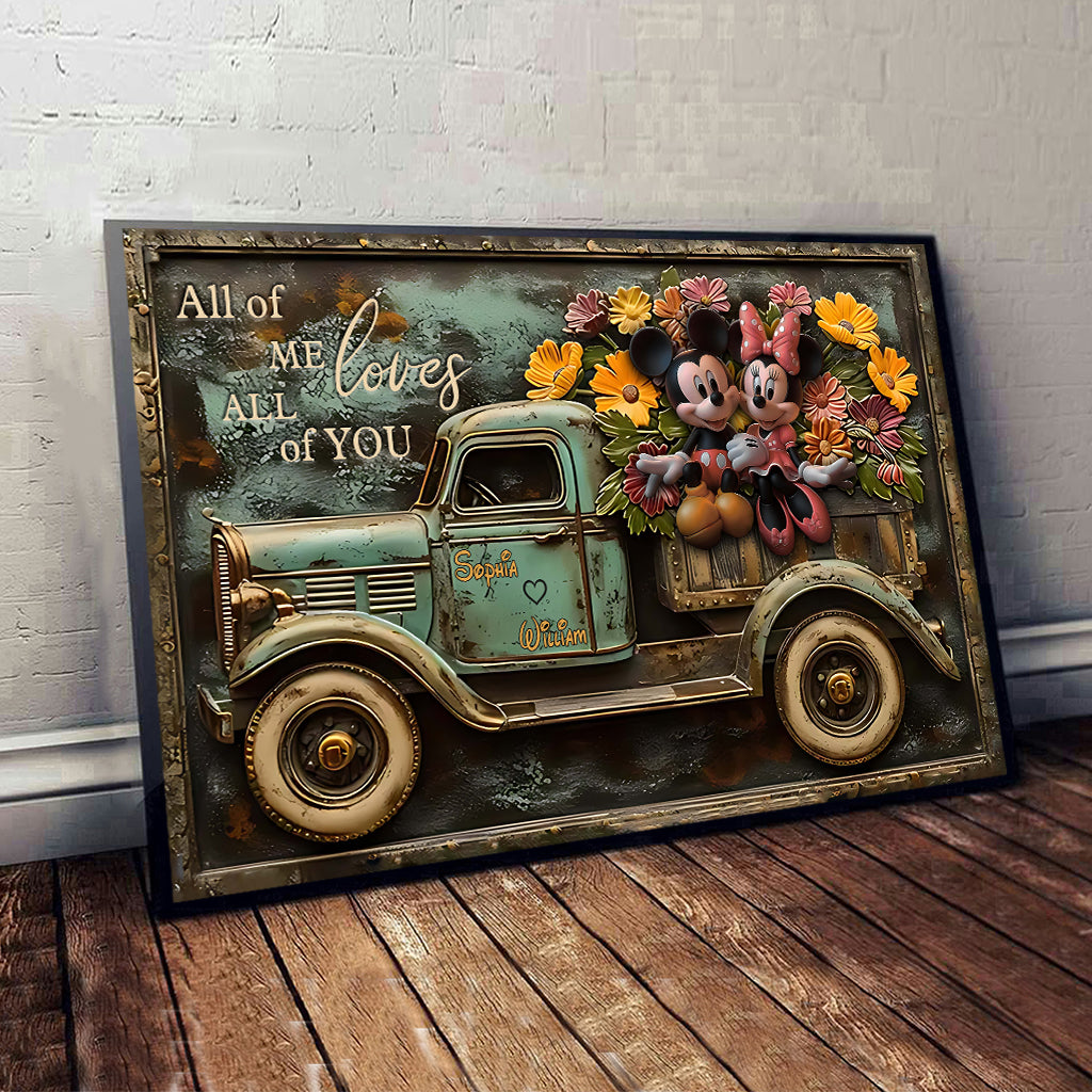 Personalized Mickey Mouse Canvas Print Custom Name Gift for Couples Canvas And Poster GradoCreations