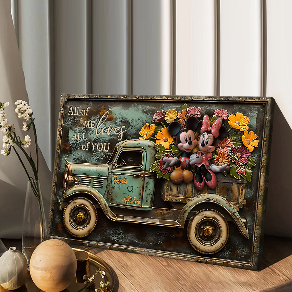 Personalized Mickey Mouse Canvas Print Custom Name Gift for Couples Canvas And Poster GradoCreations