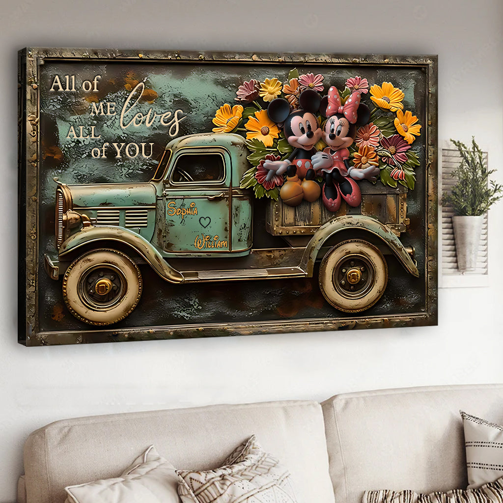 Personalized Mickey Mouse Canvas Print Custom Name Gift for Couples Canvas And Poster GradoCreations
